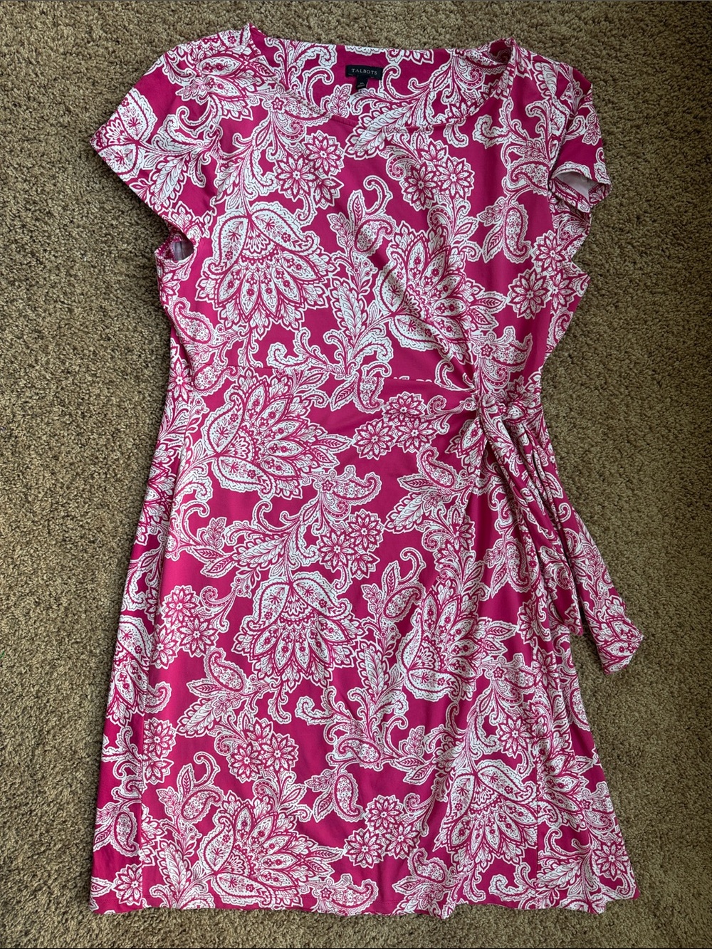 Talbots Pink and White Paisley Mini Dress Size XL